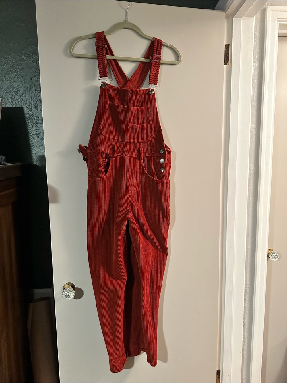 Women’s Red Corduroy Overalls